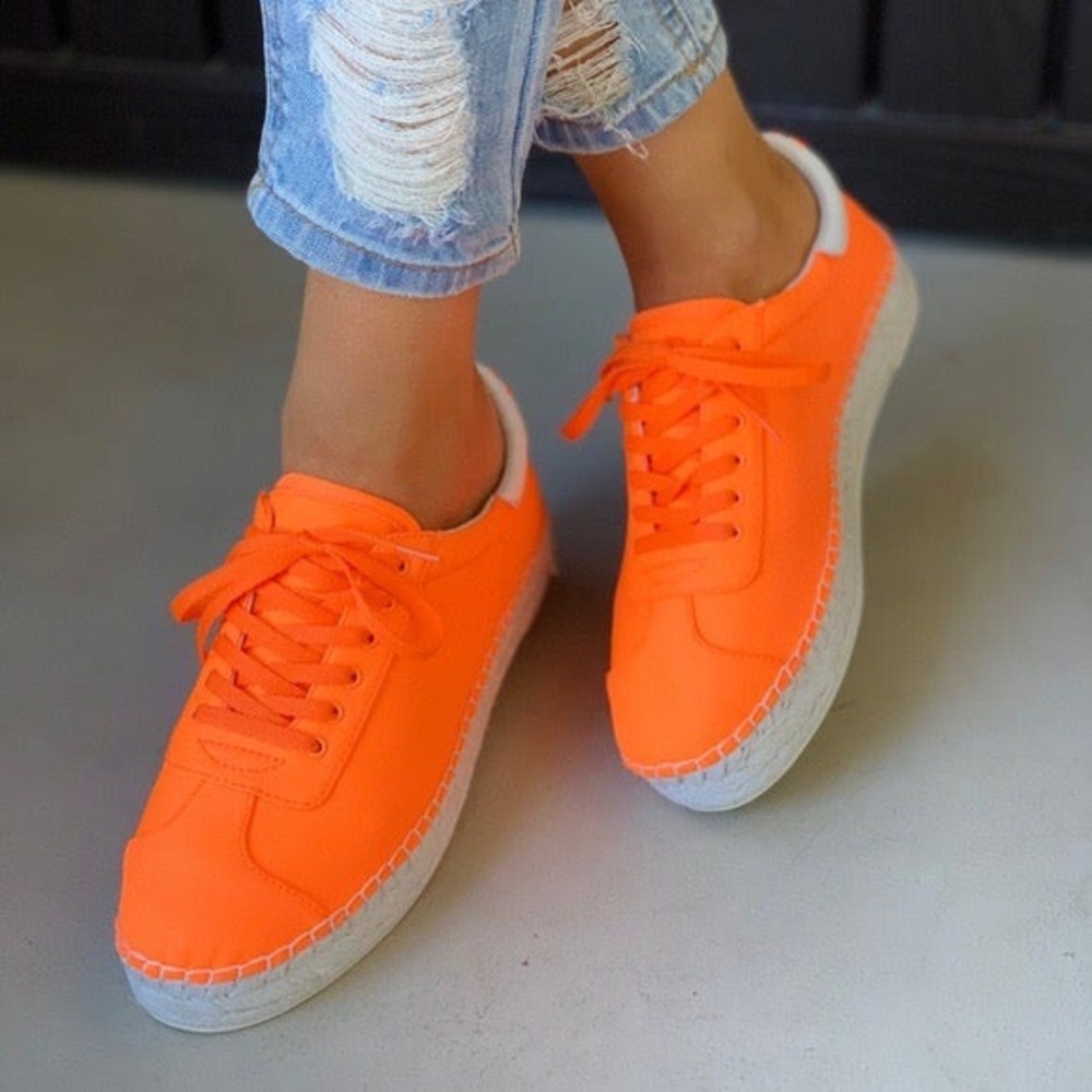 Kendall + Kylie neon orange espadrille sneakers 9